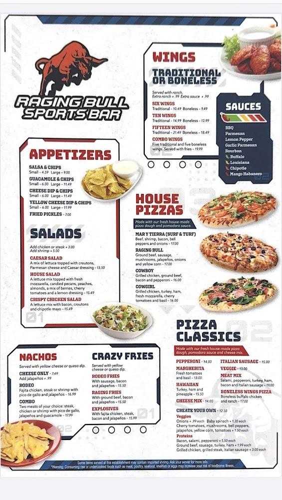 Restaurant Raging bull Sports Bar Menu image 1